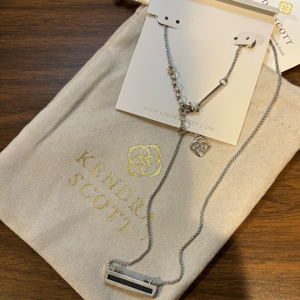 Kendra Scott Rectangular Silver Drusy Necklace - image 4